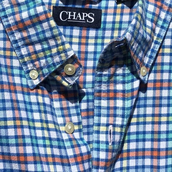 Chaps Men's Blue Plaid Cotton Shirt - Picture 2 of 9